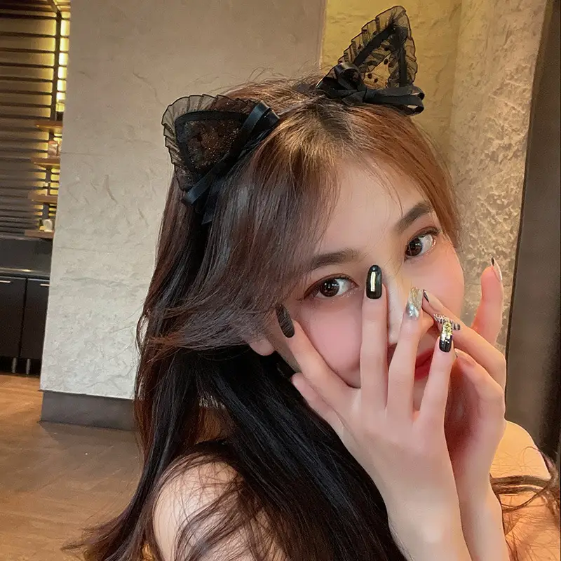 Black Lace Hairpin for Women with Bow - Image 13