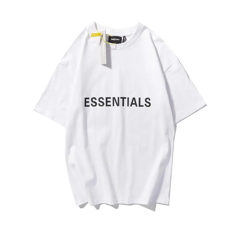 White Loose Fit T-Shirt with "Essentials" Print - Image 7