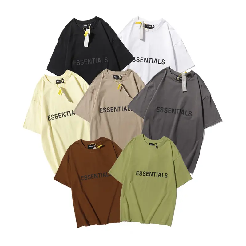 White Loose Fit T-Shirt with "Essentials" Print — feature 1