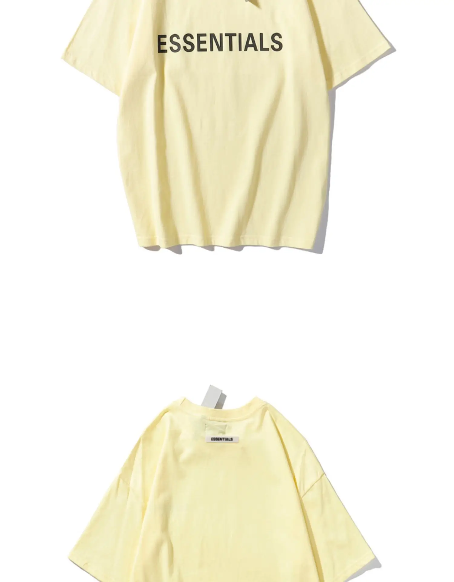 White Loose Fit T-Shirt with "Essentials" Print — feature 10
