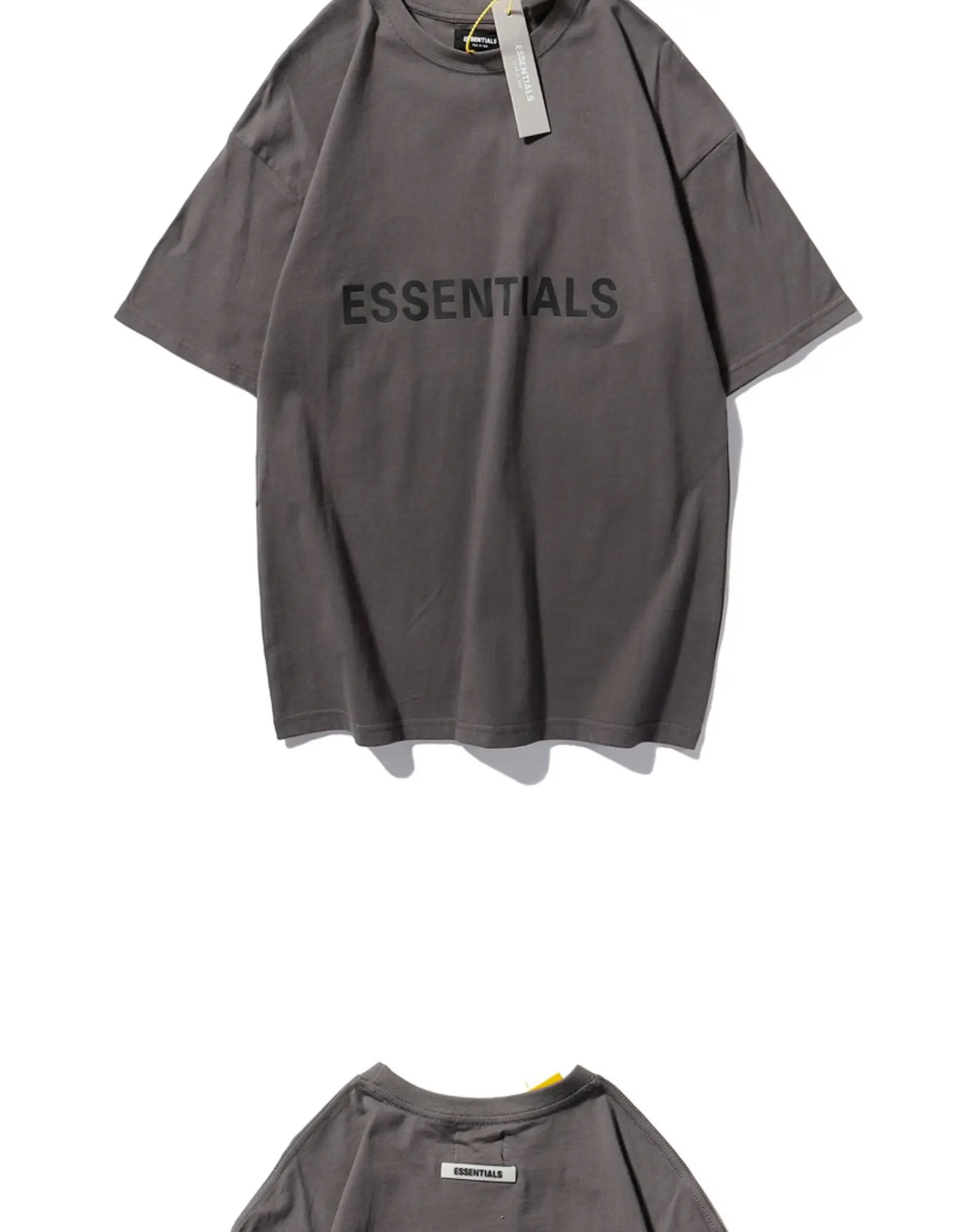 White Loose Fit T-Shirt with "Essentials" Print — feature 15