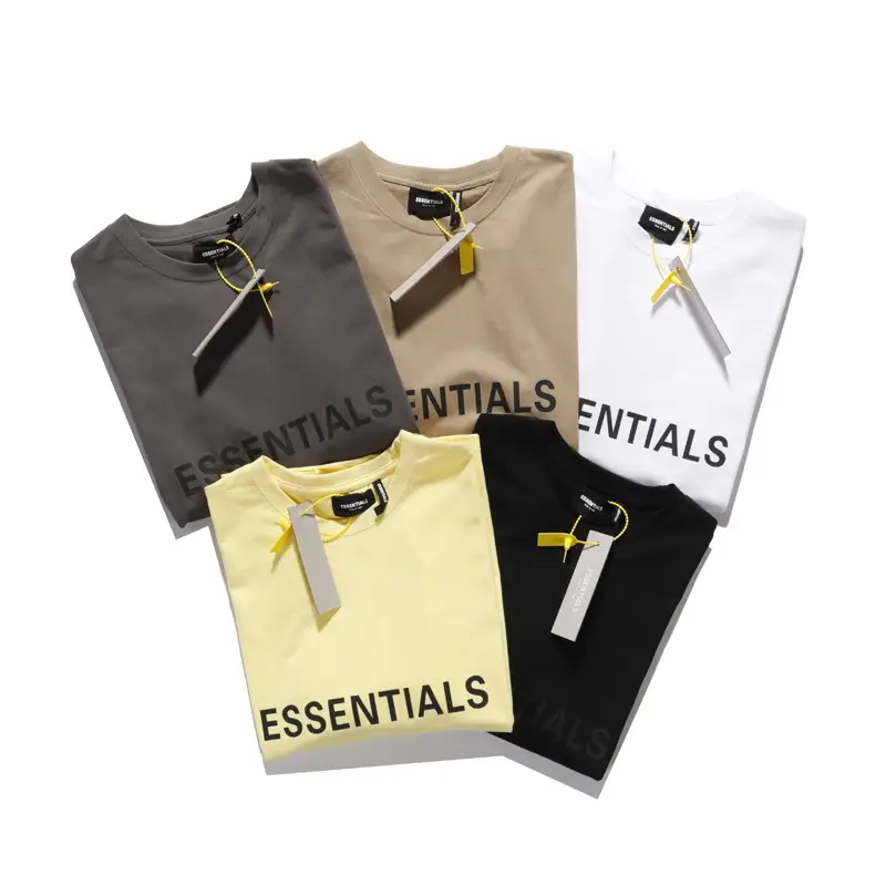 White Loose Fit T-Shirt with "Essentials" Print — feature 3