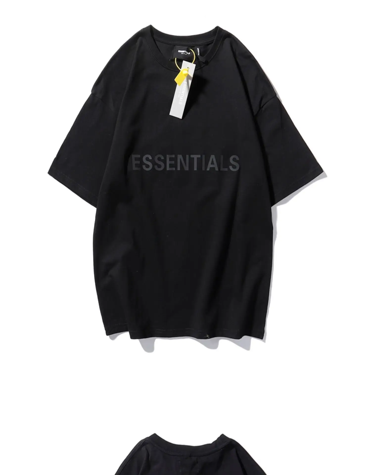 White Loose Fit T-Shirt with "Essentials" Print — feature 8
