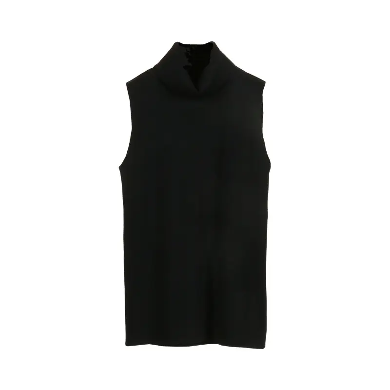 Women's Knitted Sleeveless Turtleneck Vest Cream - Image 12