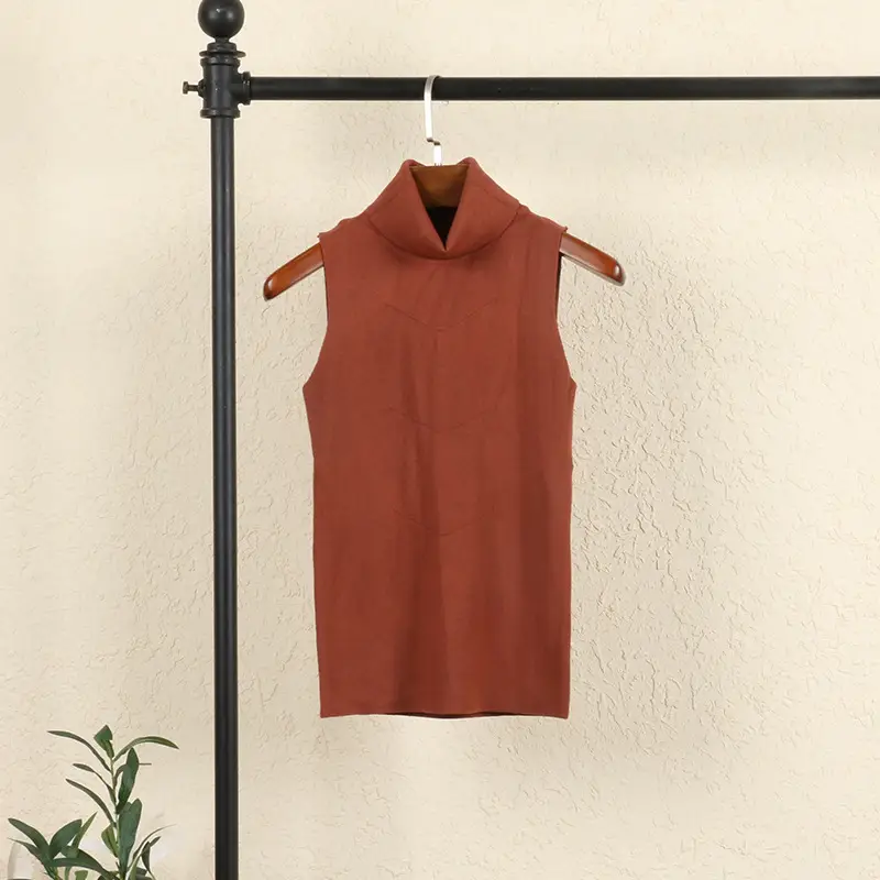 Women's Knitted Sleeveless Turtleneck Vest Cream - Image 7