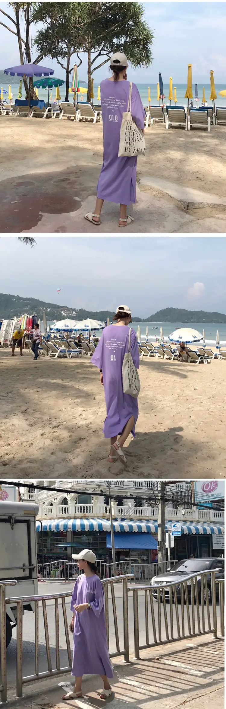 2025 White Letter Printed Over-the-Knee T-Shirt for Women — feature 11