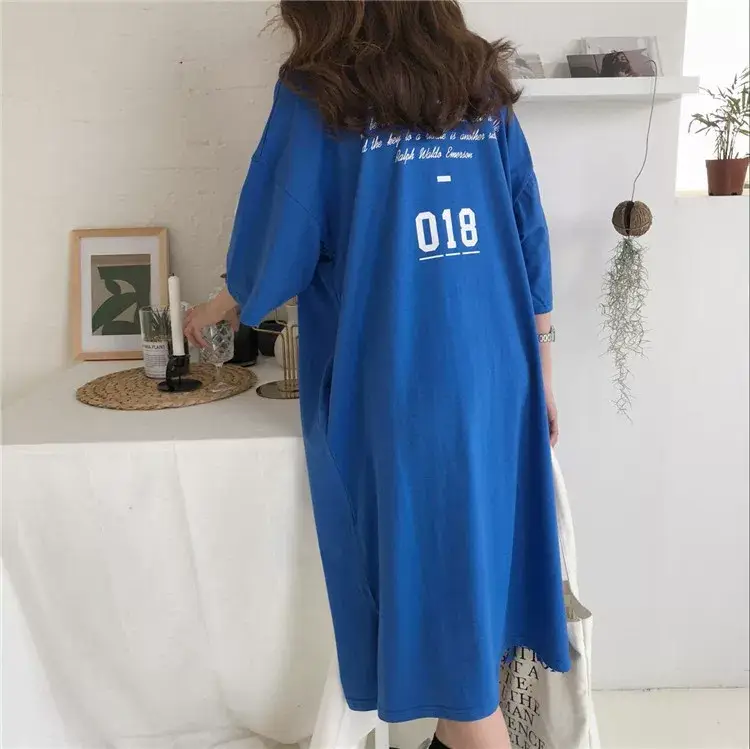 2025 White Letter Printed Over-the-Knee T-Shirt for Women — feature 13