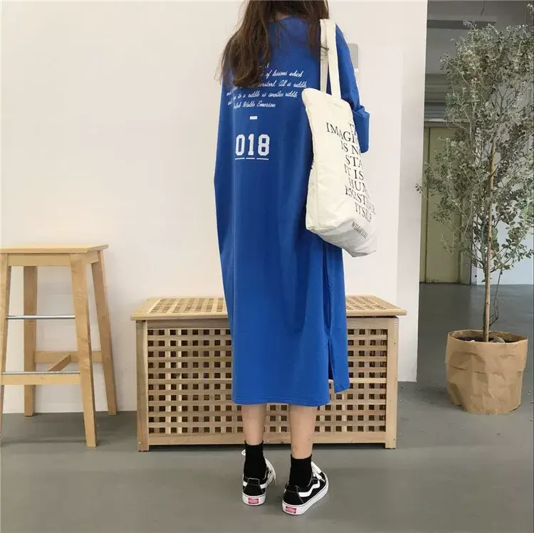 2025 White Letter Printed Over-the-Knee T-Shirt for Women — feature 17