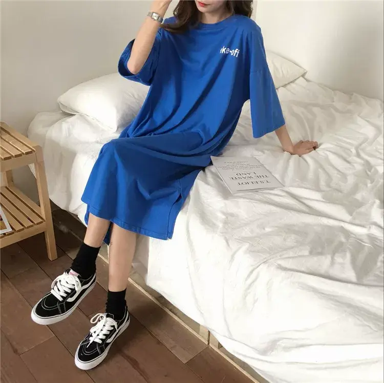 2025 White Letter Printed Over-the-Knee T-Shirt for Women — feature 18