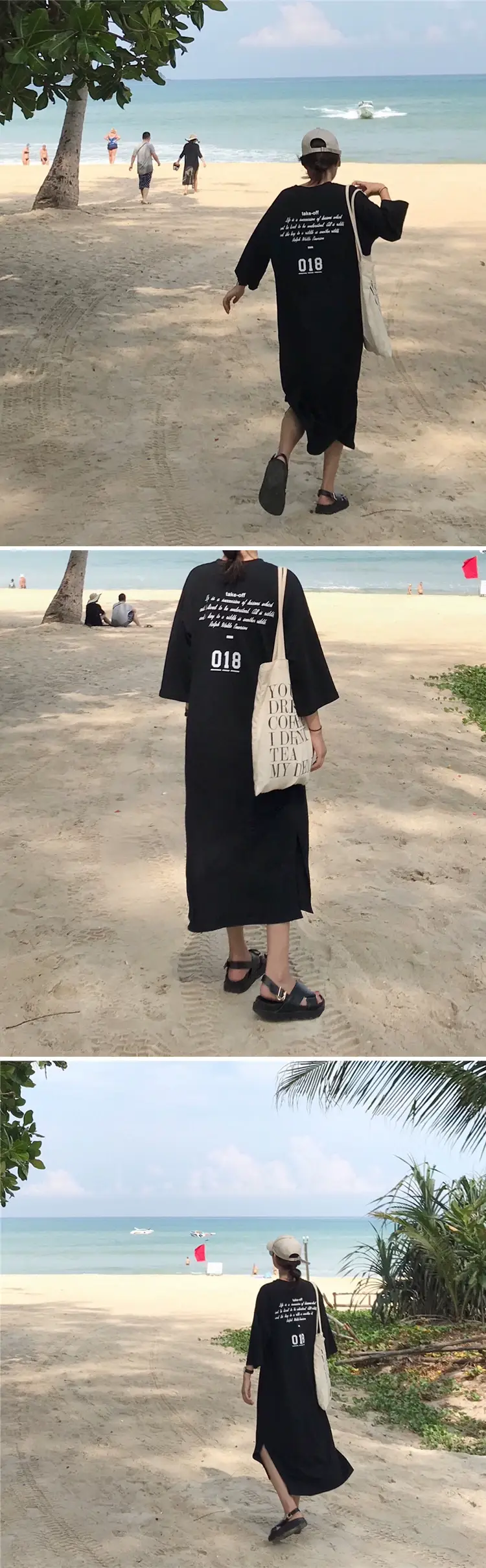2025 White Letter Printed Over-the-Knee T-Shirt for Women — feature 4
