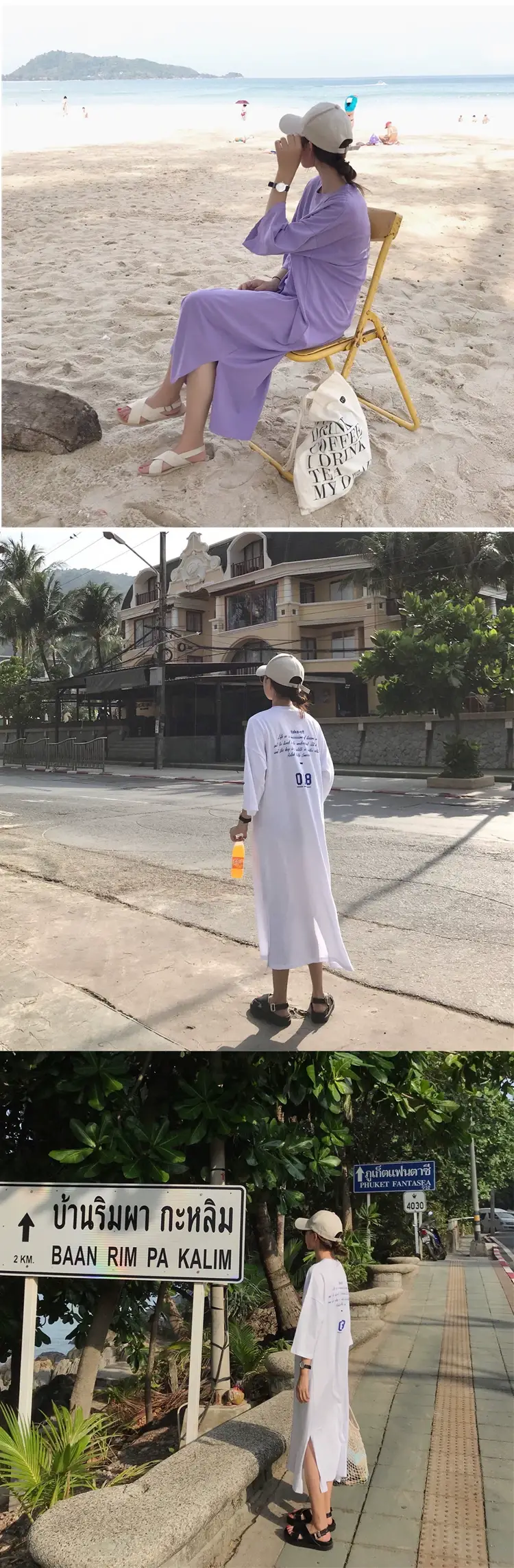 2025 White Letter Printed Over-the-Knee T-Shirt for Women — feature 5