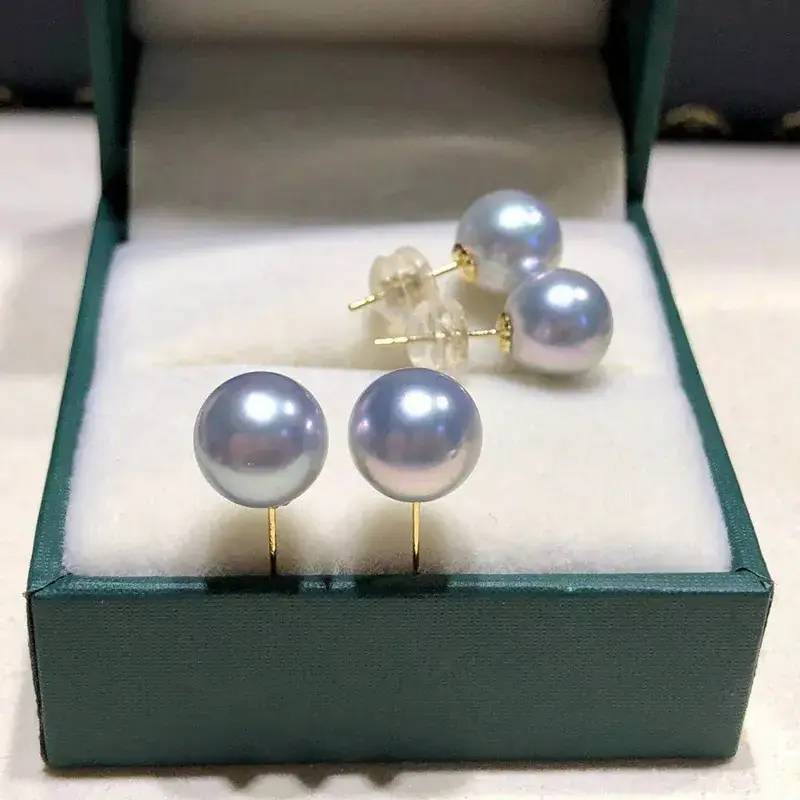 DIY Pearl Earrings G18K Gold Women 3-12mm - Image 2
