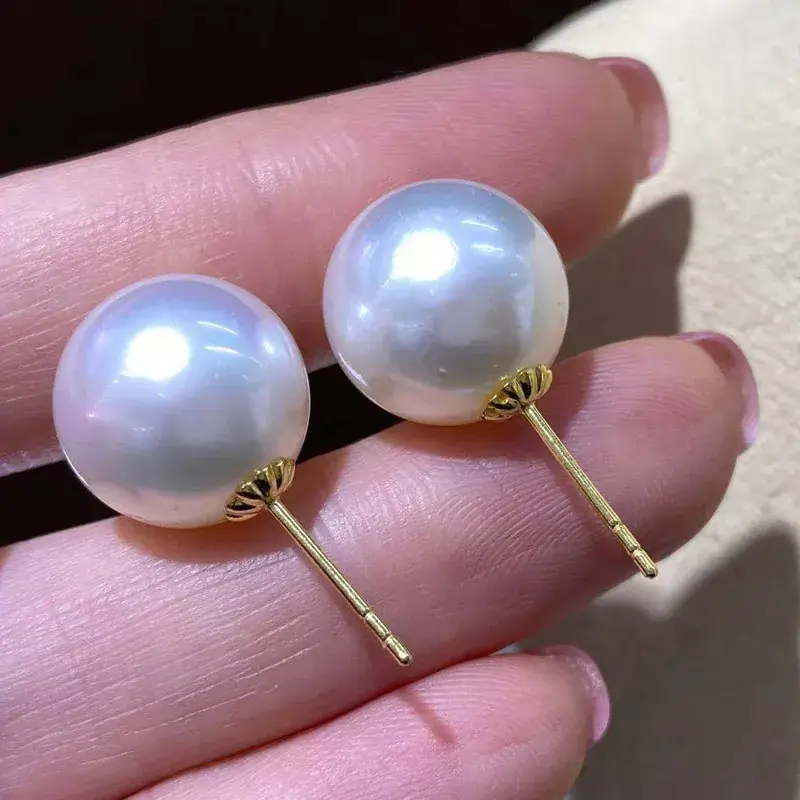 DIY Pearl Earrings G18K Gold Women 3-12mm - Image 4