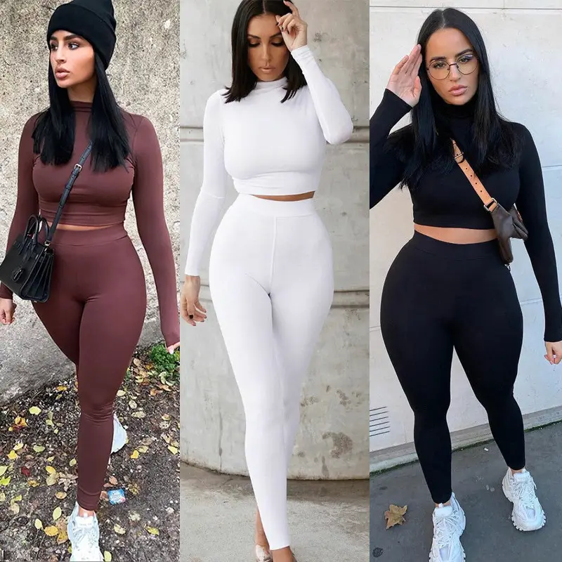 Women's Brown Slim Fit Sports Suit 2021 Autumn Winter — feature 2