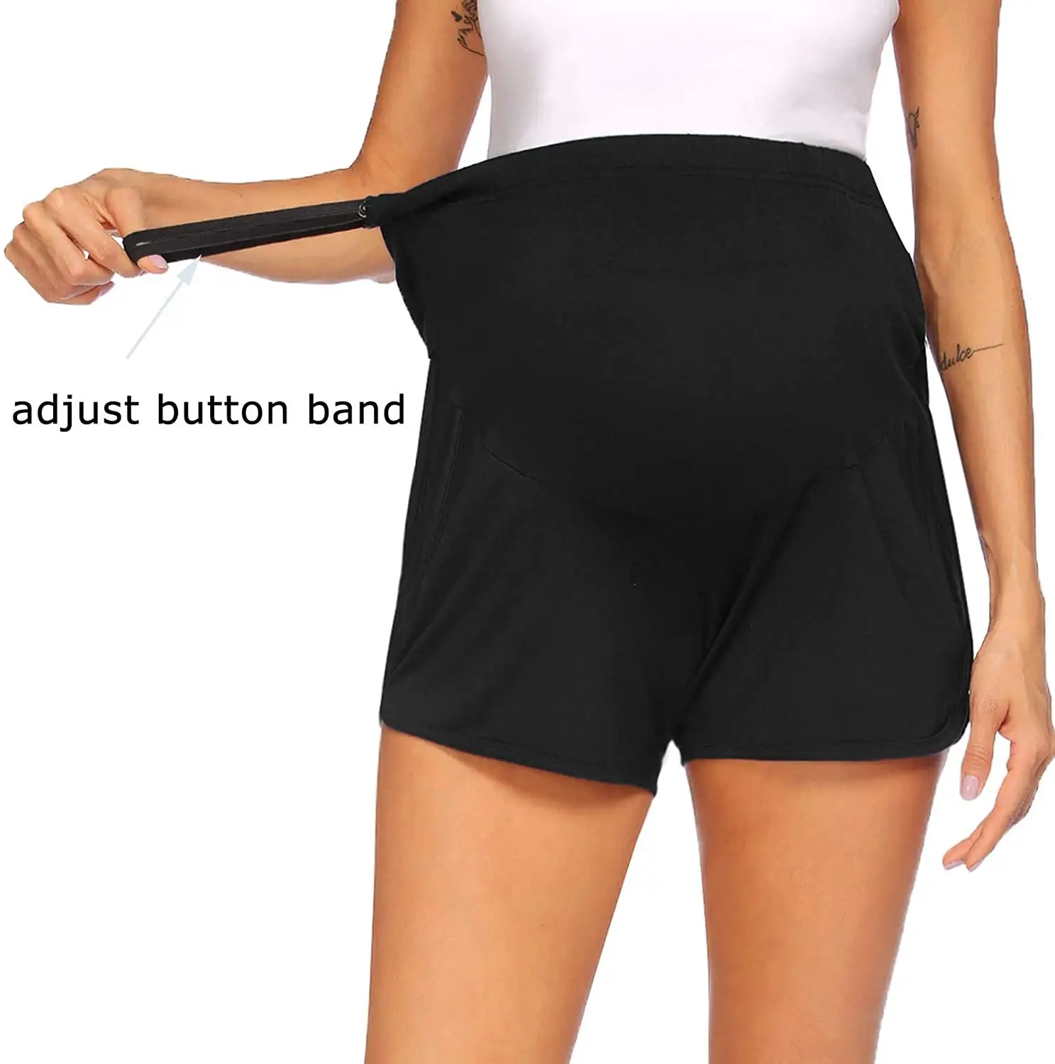 Maternity Shorts Solid Color for Home Pregnant Women - Image 2
