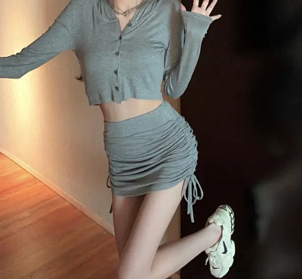 Black Drawstring Strap Elastic Short Skirt for Women 2025 — feature 8