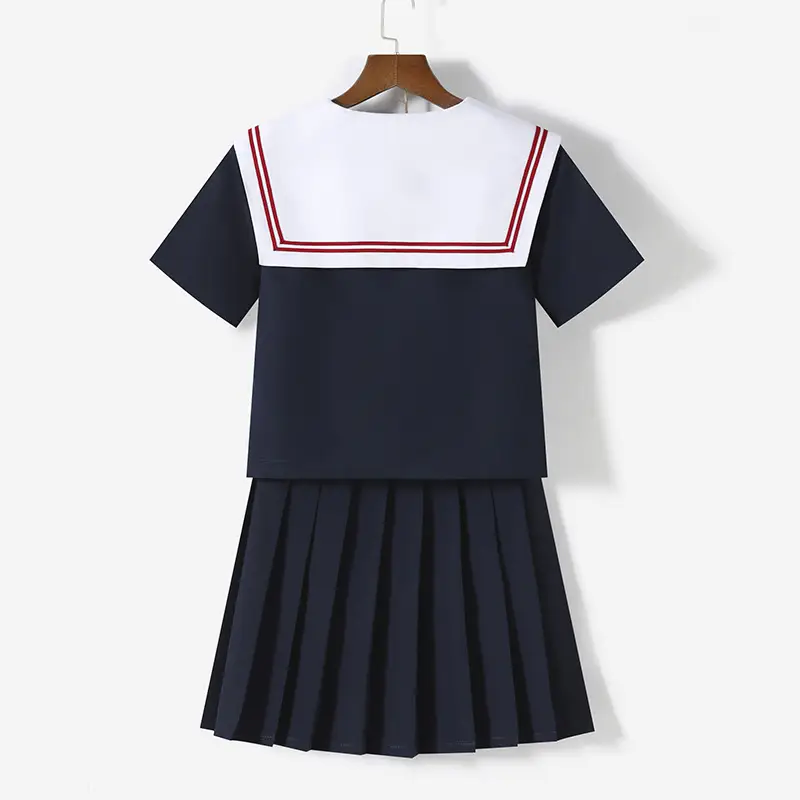 Japanese School Uniform Sailor Suit Navy Blue Red Bow - Image 8