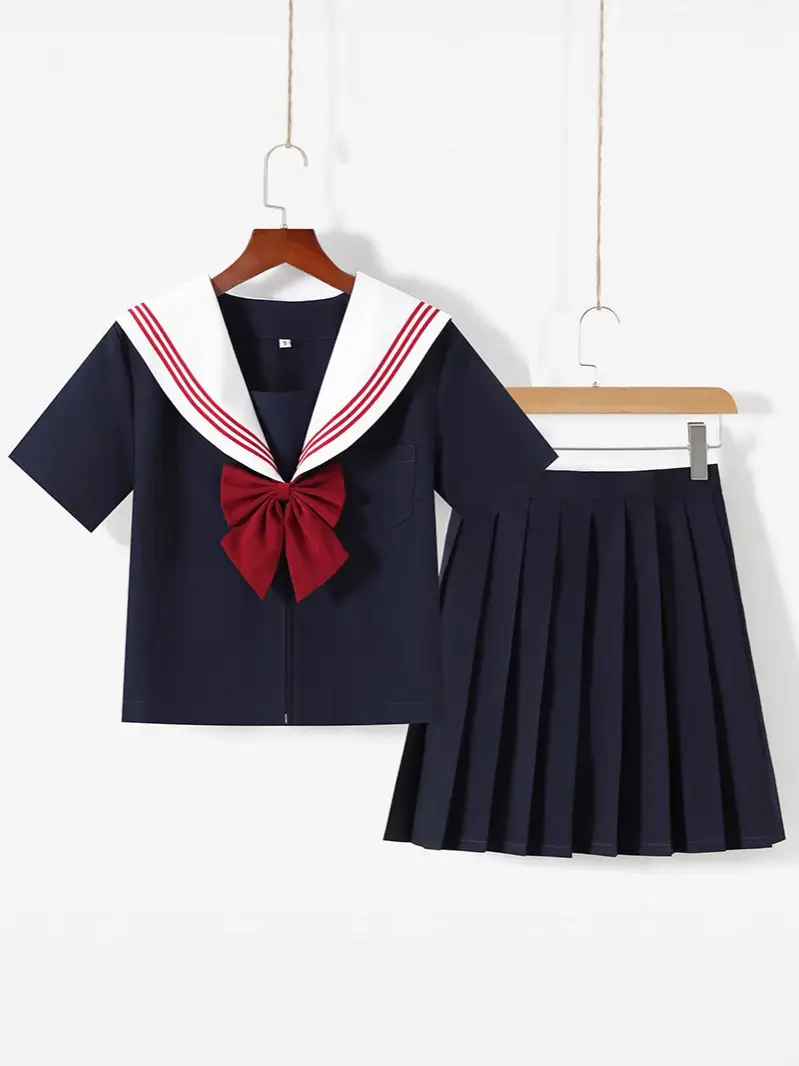 JK Sailor Suit Navy Blue Pleated Skirt Set - Image 17