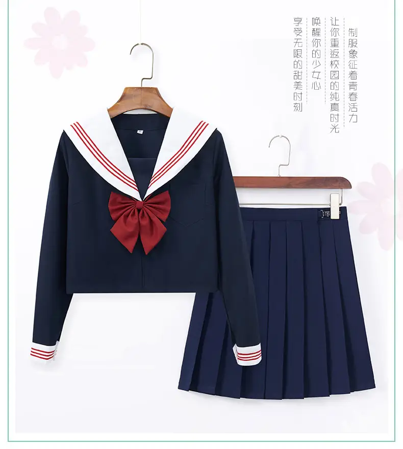 JK Sailor Suit Navy Blue Pleated Skirt Set — feature 2