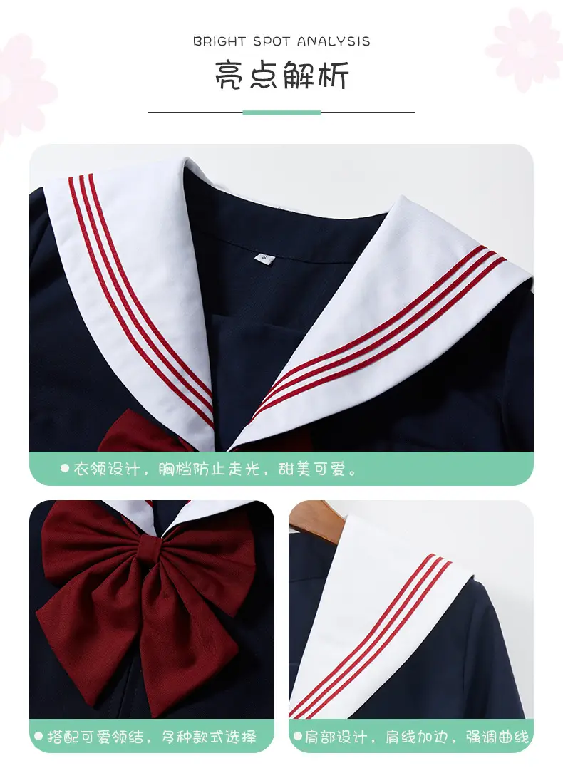 JK Sailor Suit Navy Blue Pleated Skirt Set — feature 6