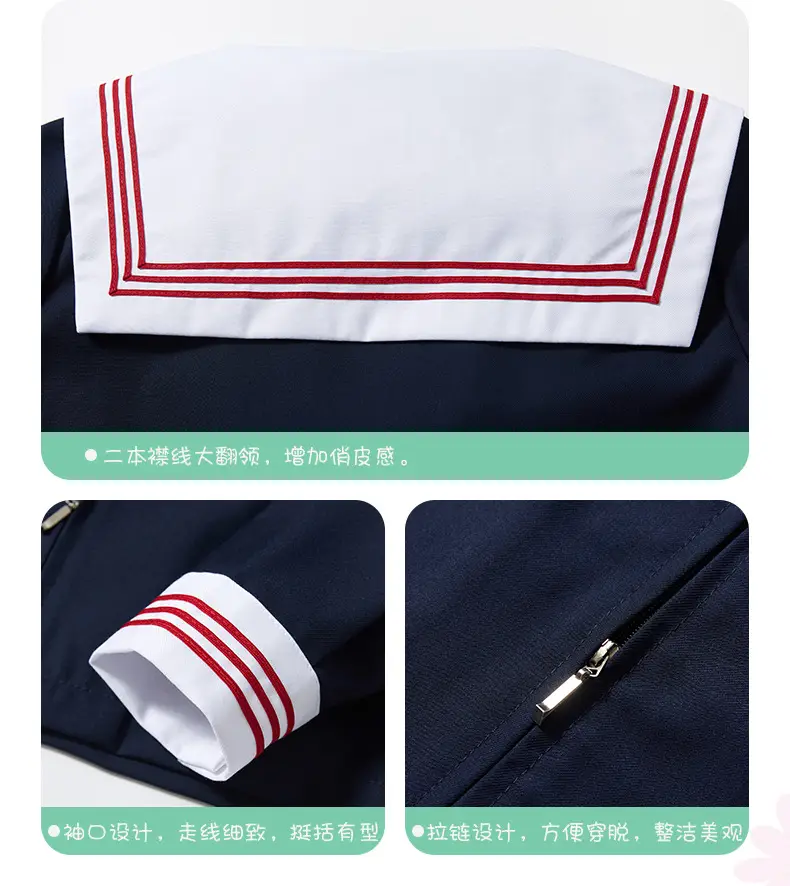 JK Sailor Suit Navy Blue Pleated Skirt Set — feature 7