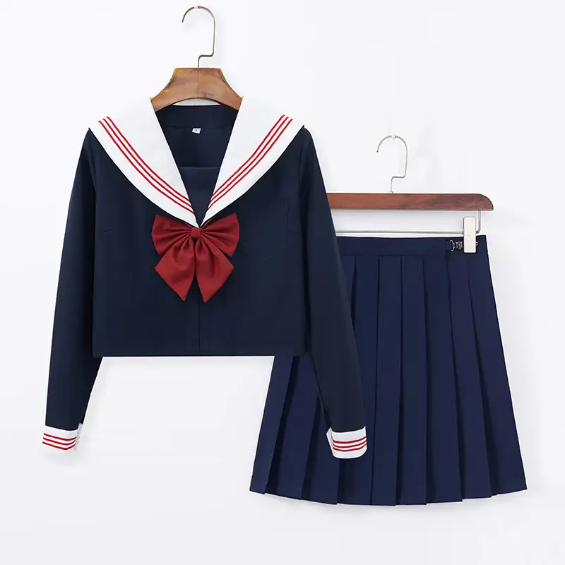 JK Sailor Suit Navy Blue Pleated Skirt Set - Image 9