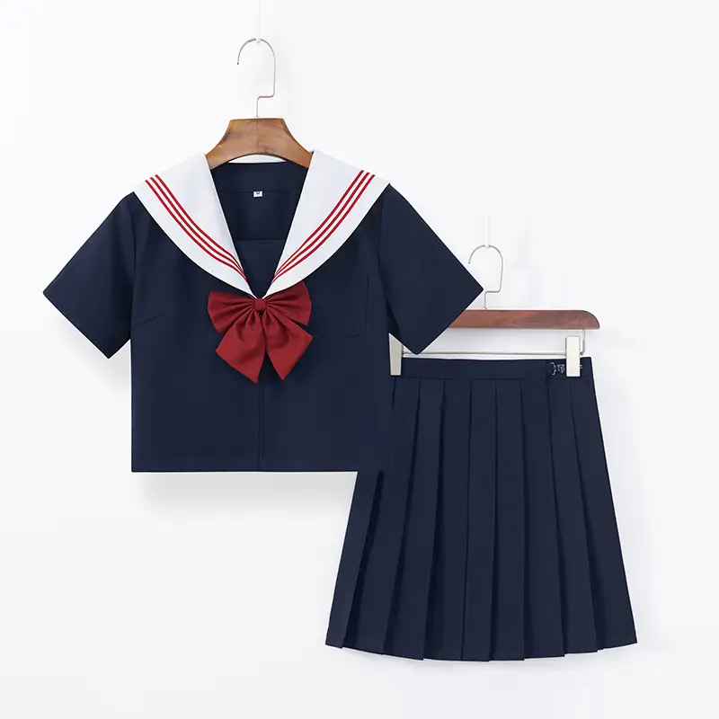 JK Sailor Suit Navy Blue Pleated Skirt Set - Image 10