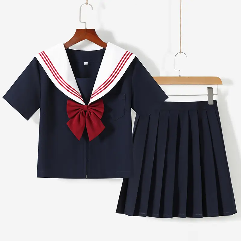 JK Sailor Suit Navy Blue Pleated Skirt Set - Image 8