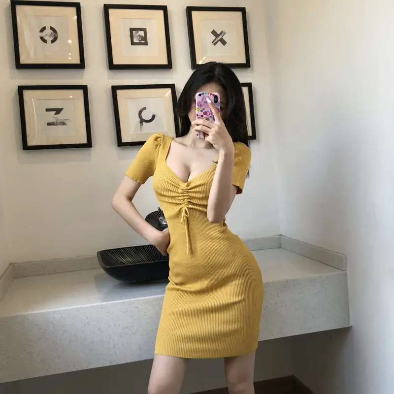 Green Korean-style Tight Waist Skirt Dress for Women — feature 11