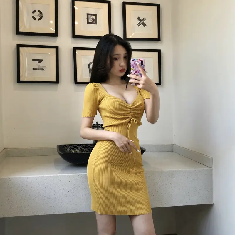 Green Korean-style Tight Waist Skirt Dress for Women — feature 12