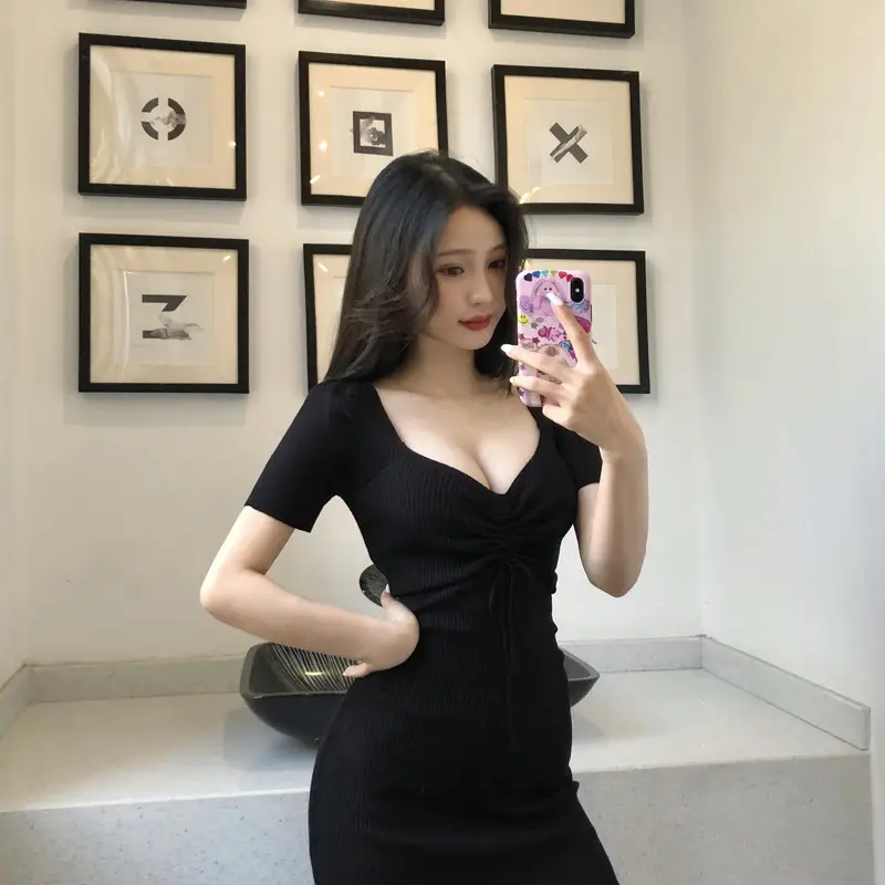 Green Korean-style Tight Waist Skirt Dress for Women — feature 13