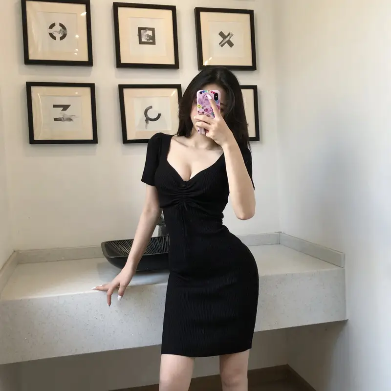 Green Korean-style Tight Waist Skirt Dress for Women — feature 14