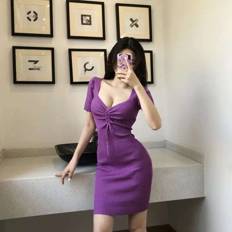 Green Korean-style Tight Waist Skirt Dress for Women — feature 17