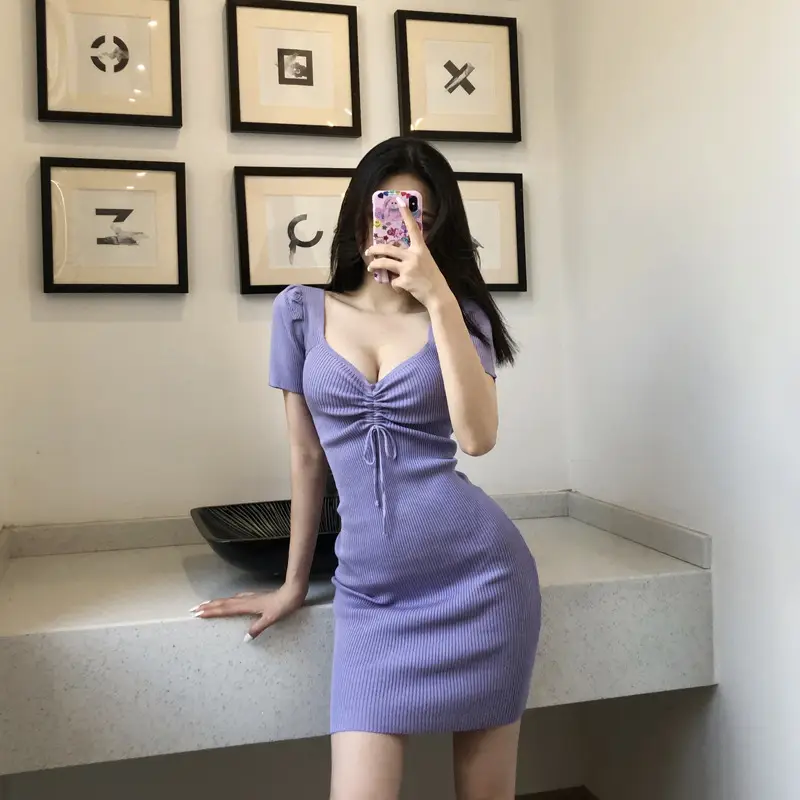 Green Korean-style Tight Waist Skirt Dress for Women — feature 5