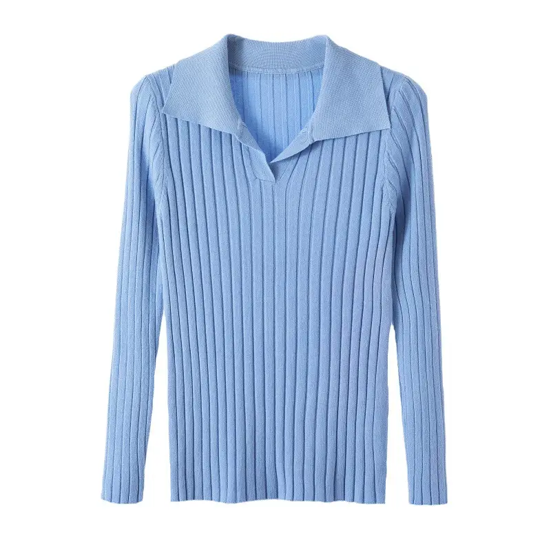 Long-sleeved knitted blue women's winter top - Image 9