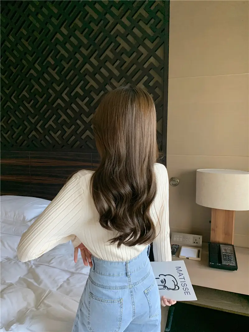 Long-sleeved knitted blue women's winter top — feature 8