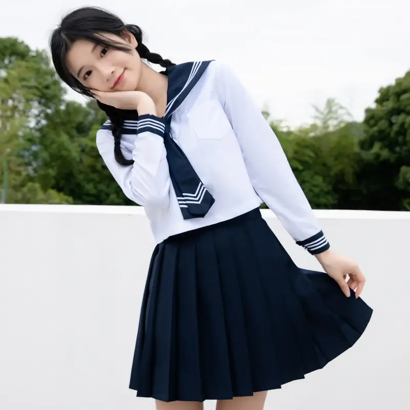 White Sailor Skirt Suit for Girls School Office Wear