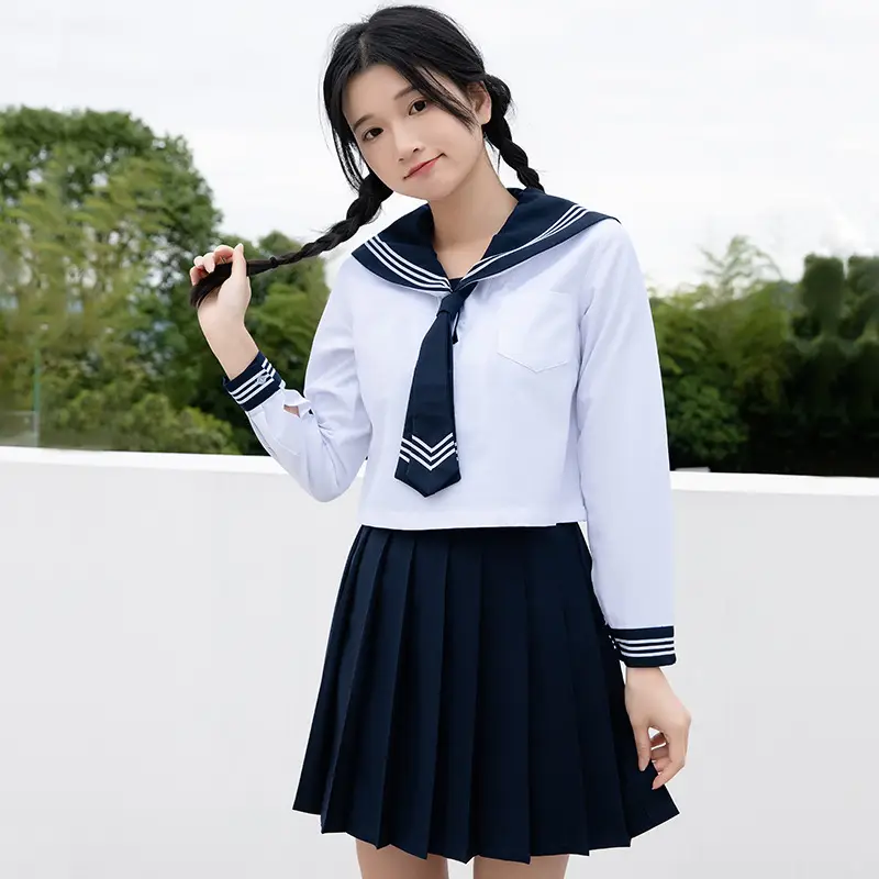 White Sailor Skirt Suit for Girls School Office Wear