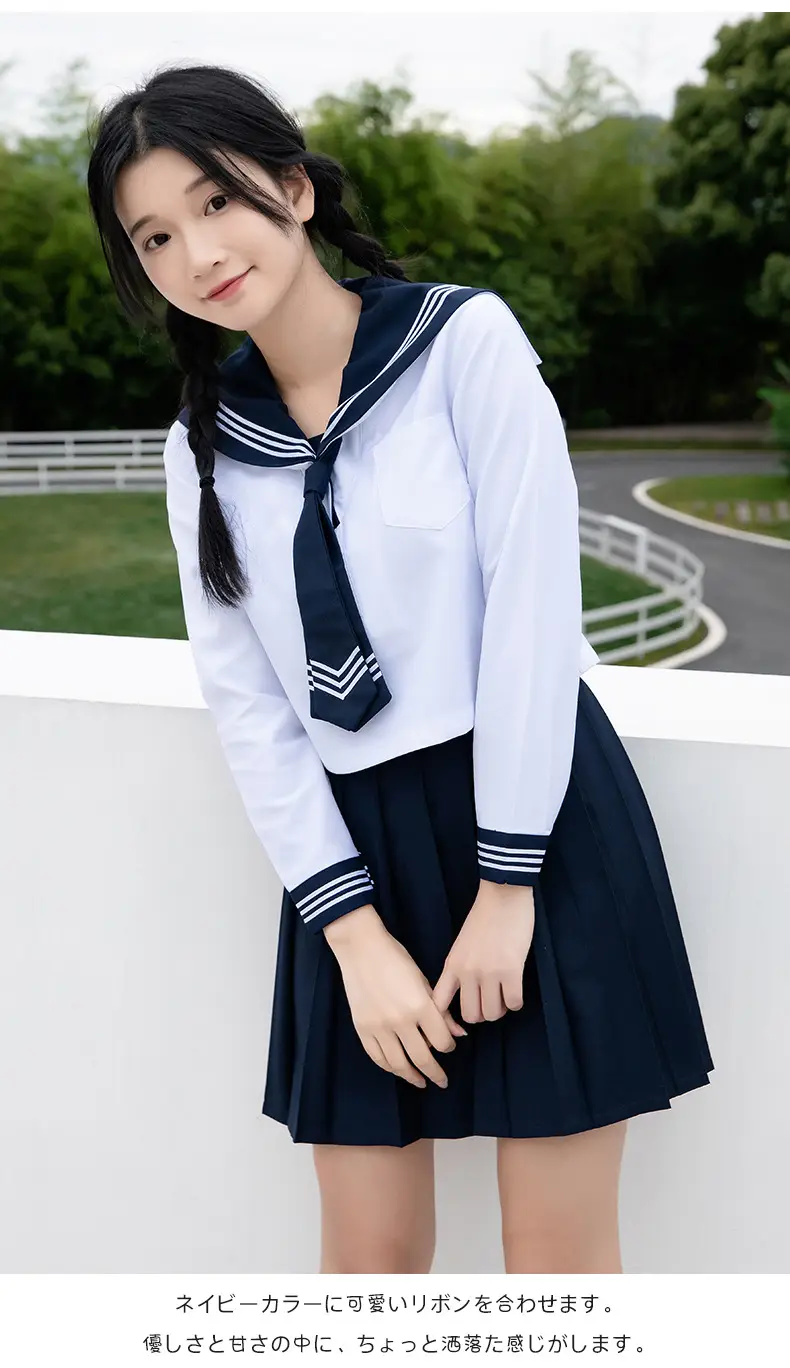 White Sailor Skirt Suit for Girls School Office Wear — feature 10