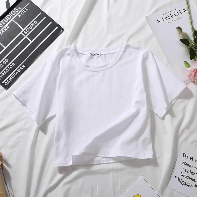 Women Short Sleeve T-Shirt White Red Grey Loose Fit - Image 7