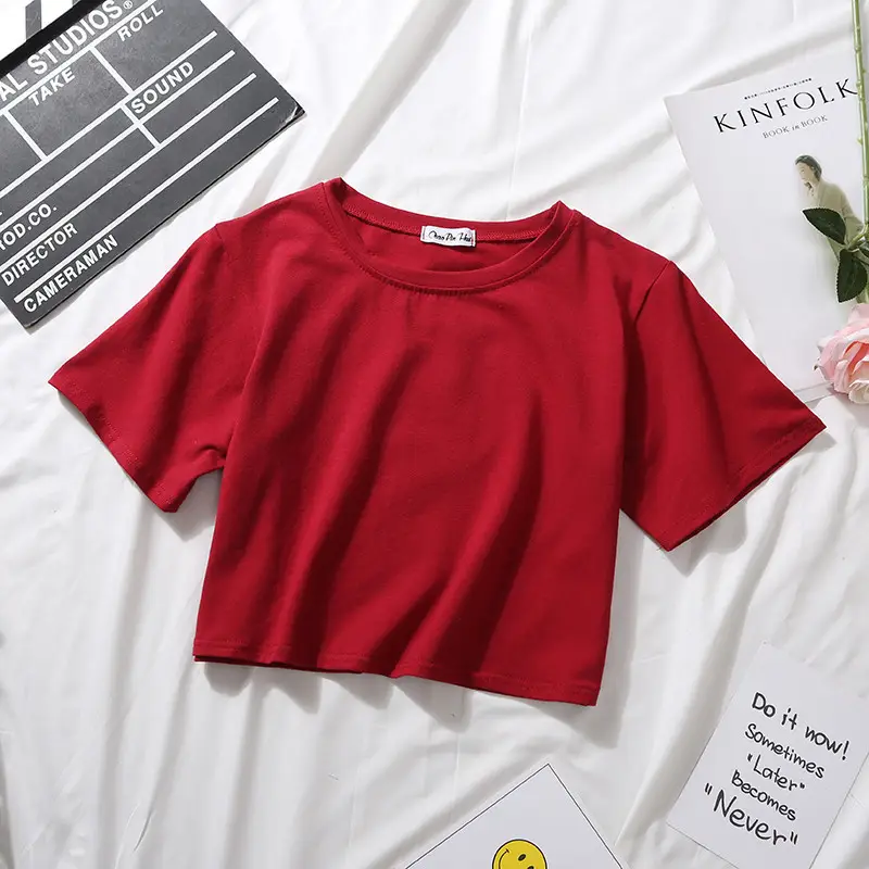 Women Short Sleeve T-Shirt White Red Grey Loose Fit - Image 9