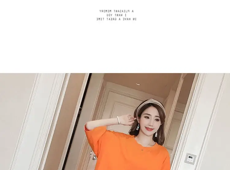 Orange Long Dress Loose Fit Plus Size Casual Maternity Nightgown — feature 15