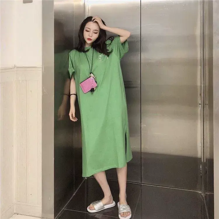 Orange Long Dress Loose Fit Plus Size Casual Maternity Nightgown — feature 6