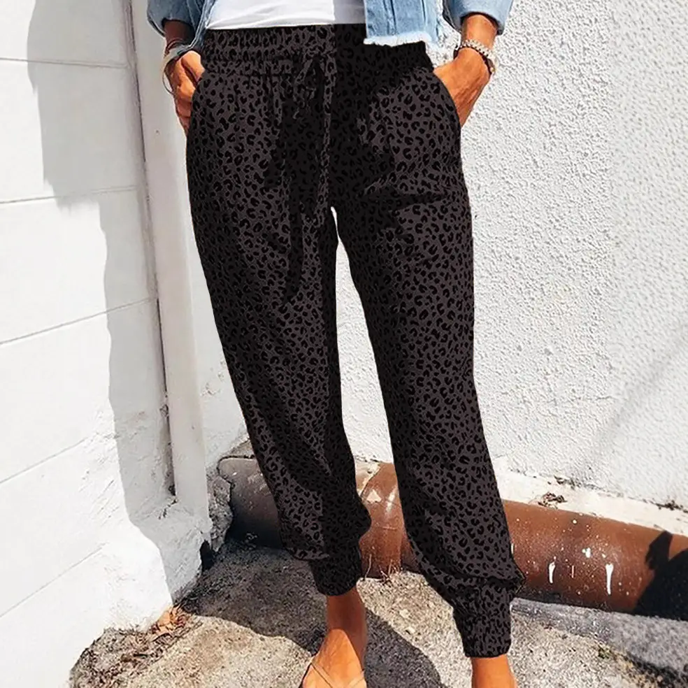2025 Leopard Print Lace-Up Leggings Pants - Image 9