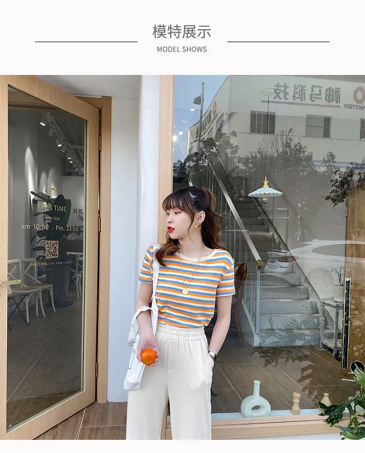 Women Striped Short Sleeve T-Shirt 2021 Summer — feature 7