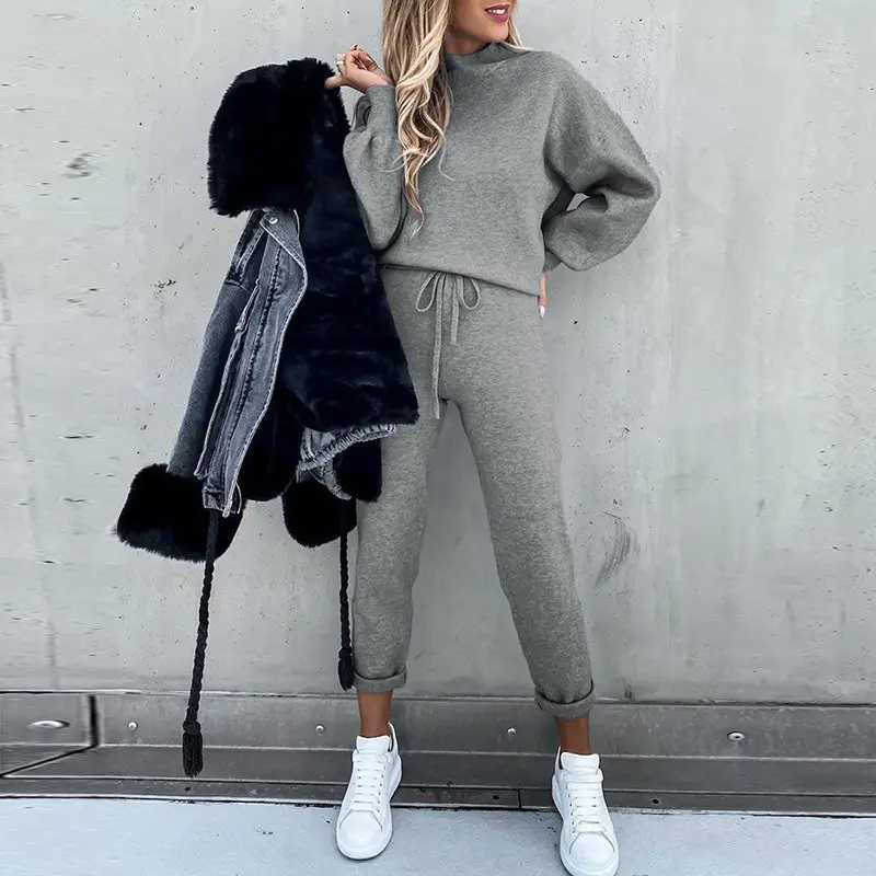 2021 Women's 2-Piece Beige Sweatshirt & Pants Set - Image 8