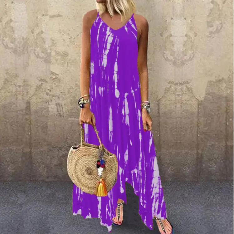 Green Tie-Dye Long Skirt Dress for Women - Image 3