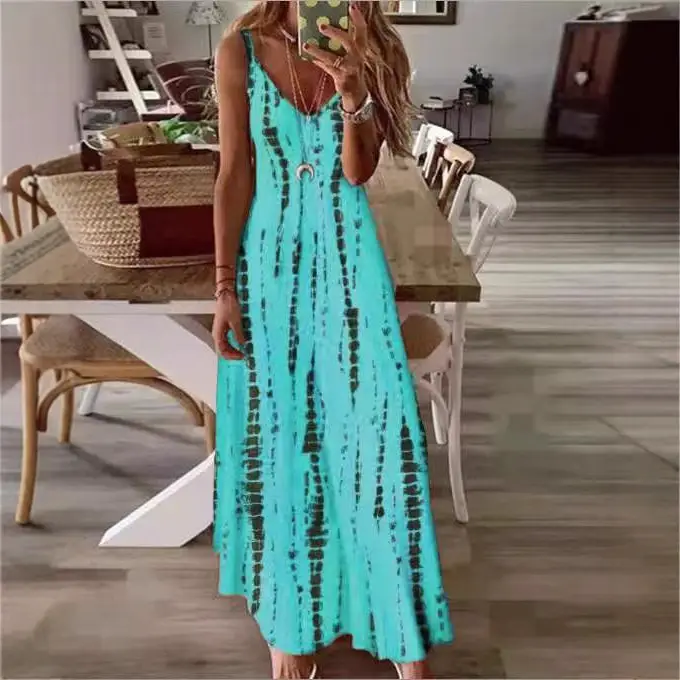 2022 Summer Tie-Dye Printed Long Dress for Women - Image 10
