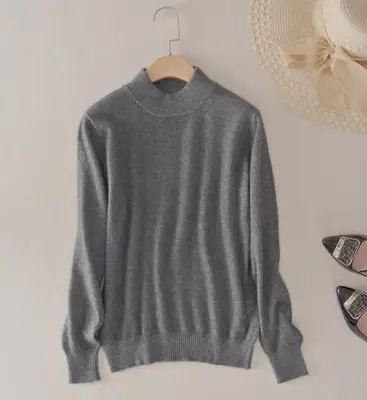 Women's Lavender Knit Half Turtleneck Sweater