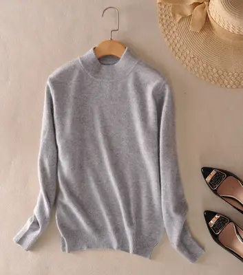 Women's Lavender Knit Half Turtleneck Sweater